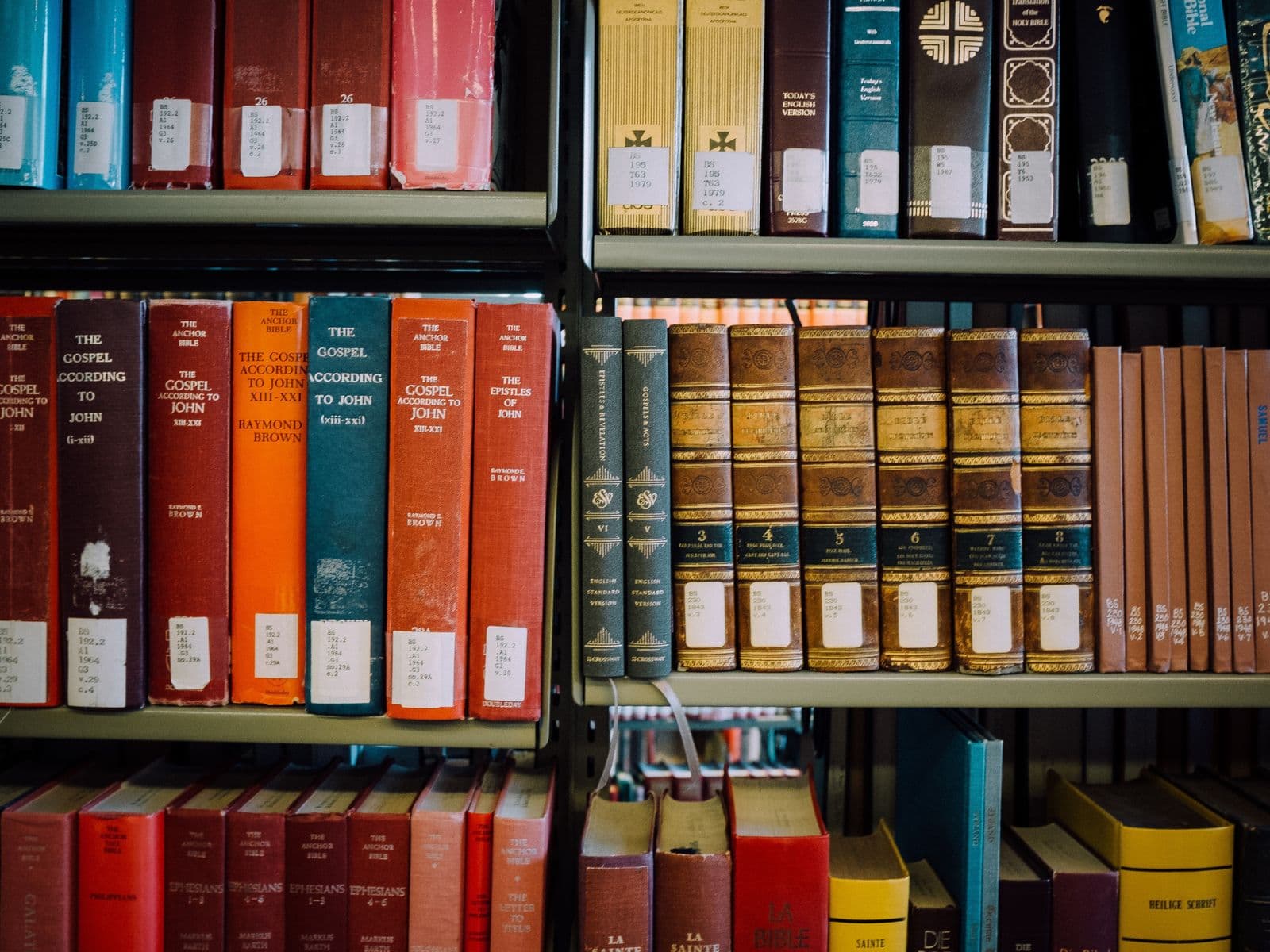 Shelves of law books in a library